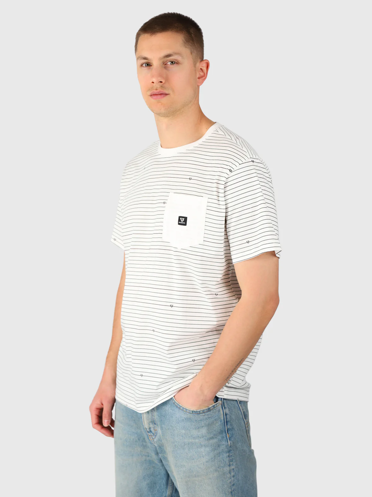 Axle-Stripe Men T-shirt | Snow - Image 4