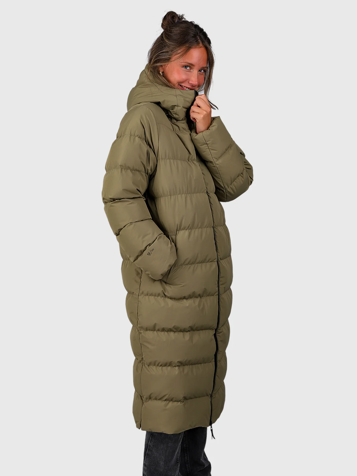 Bigsur Women Long Puffer Jacket | Dusky Green - Image 3