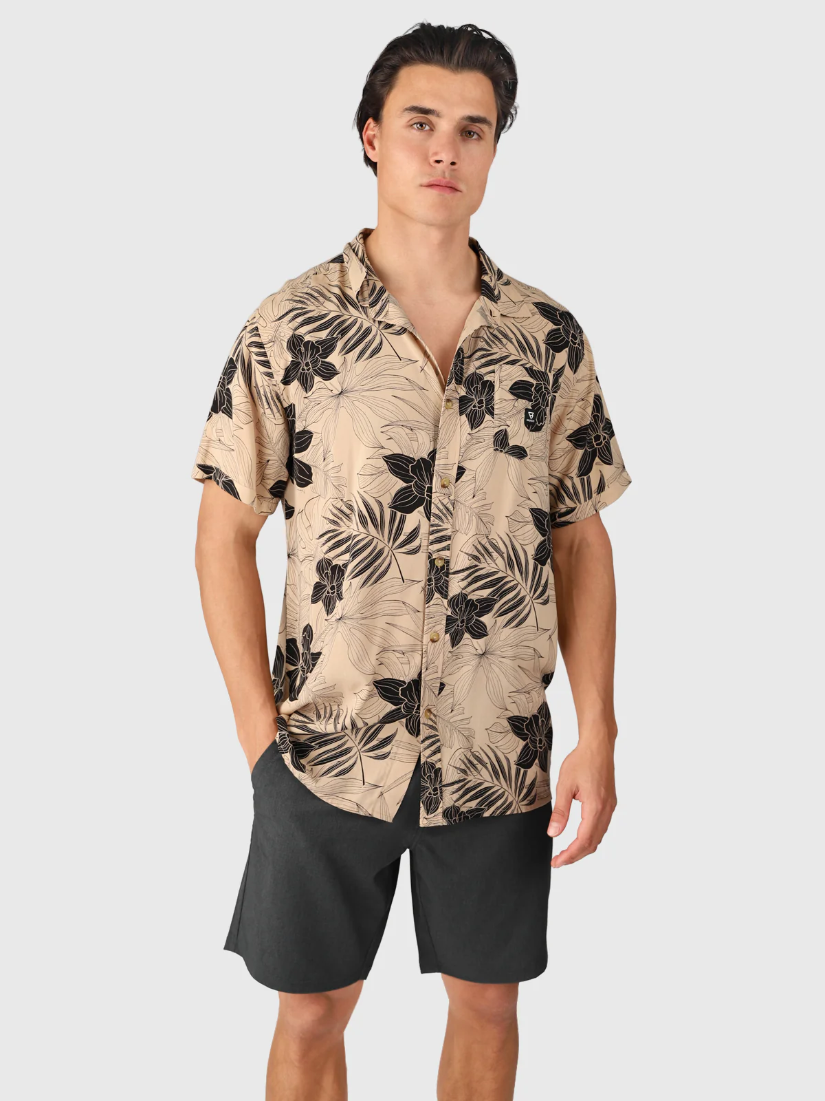 Lasse Men Shirt | Leaves Allover Ginger - Image 3