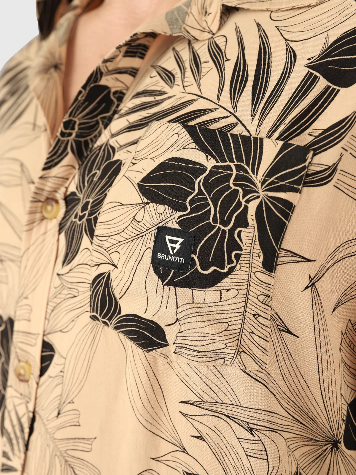 Lasse Men Shirt | Leaves Allover Ginger - Image 4