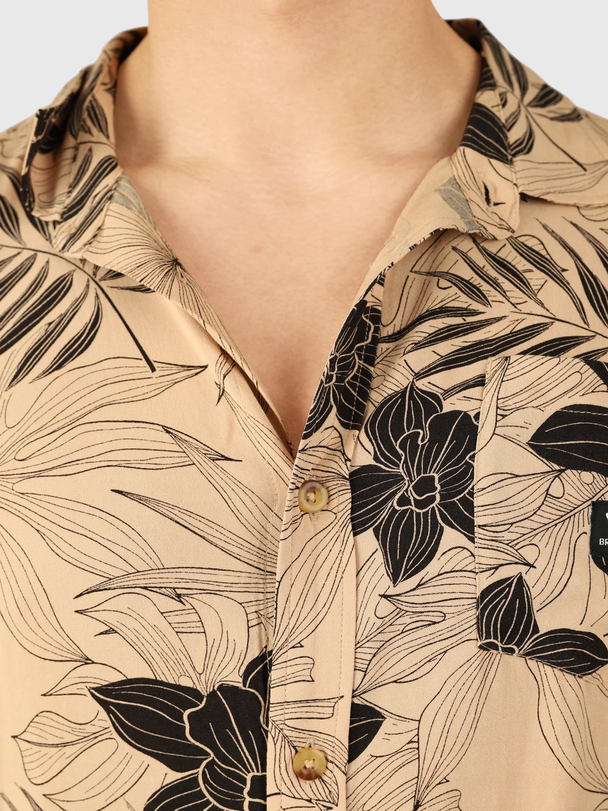 Lasse Men Shirt | Leaves Allover Ginger - Image 5