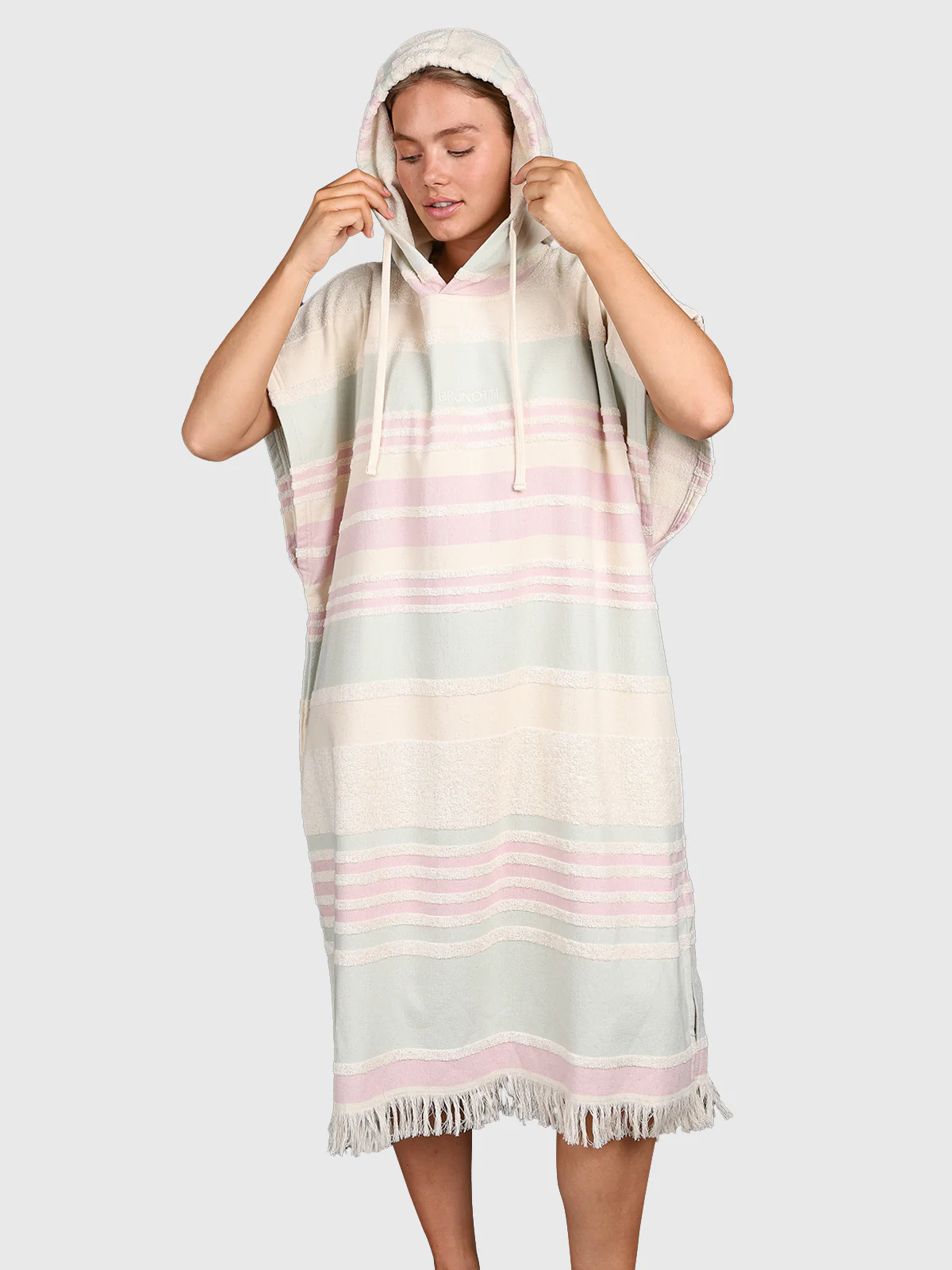 Stripey Women Poncho | Aqua Grey - Image 11